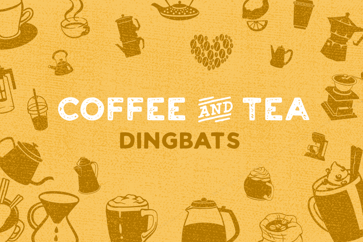 Coffee Tea Dingbat Font for Café Branding and Labels